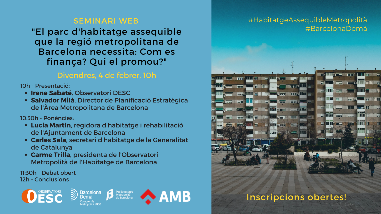Dossier Seminari Web Finançar i promoure el parc d'habitatge assequible metropolità
